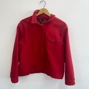 Vintage 90s Pendleton Originals Red Virgin Wool Jacket Plaid Lined USA made L